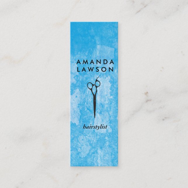 Elegant Chic Shears Comb Grungy Texture Mini Business Card (Front)