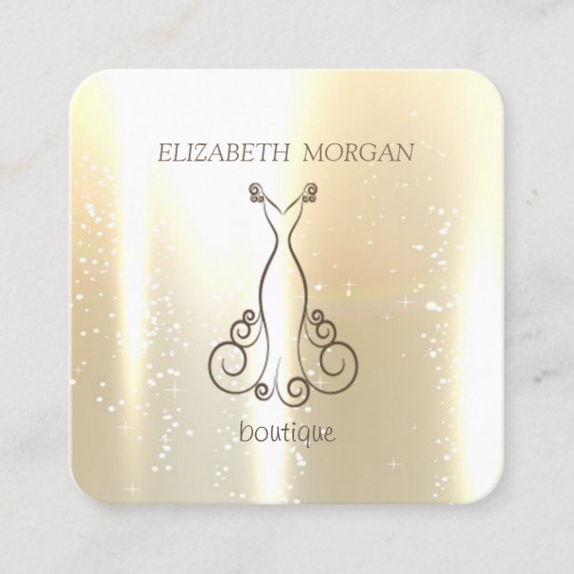 Elegant  Chic  Shinny, Faux Gold,Glittery,Dress Square Business Card (Front)