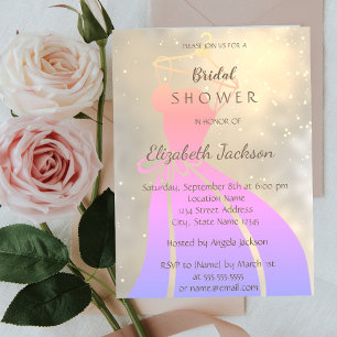 Elegant Chic Shiny, Bride Dress Bridal Shower Invitation