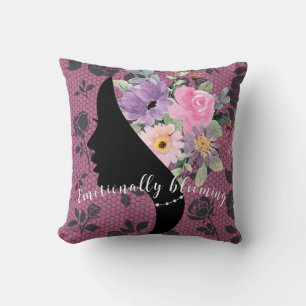 Elegant Chic Silhouette Romantic Flowers Graphic Cushion