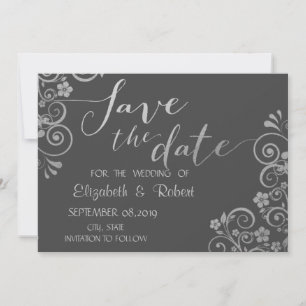Elegant Chic Silver Flowers Save The Date
