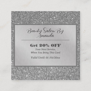Elegant Chic Silver Foil Glitter Glamourous Salon Discount Card