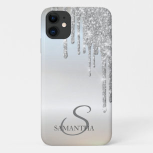 Elegant Chic Silver Glitter Drips iPhone 11 Case