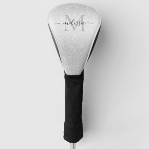 Elegant Chic Silver Glitter Monogram Golf Head Cover