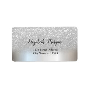 Elegant Chic  Silver Glitter Ombre Bokeh Label