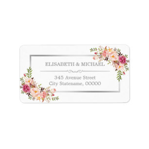 Elegant Chic Silver Grey Beautiful Floral Decor Label
