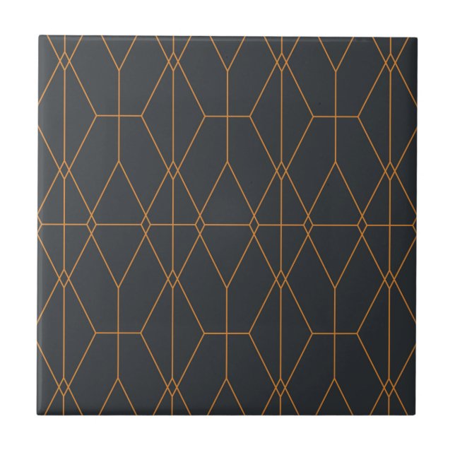 Elegant, chic, simple, luxurious line pattern art ceramic tile (Front)