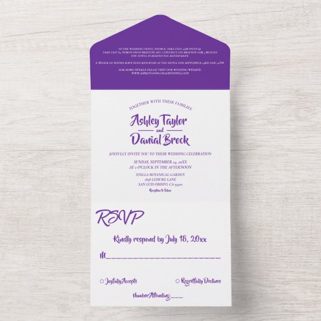 Elegant Chic Simple Minimalist Script Wedding All In One Invitation (Inside)