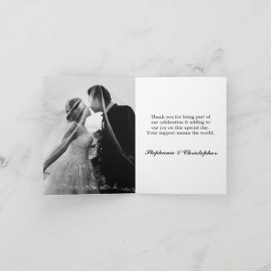 Elegant Chic Simple Script Wedding Photo Thank You Note Card
