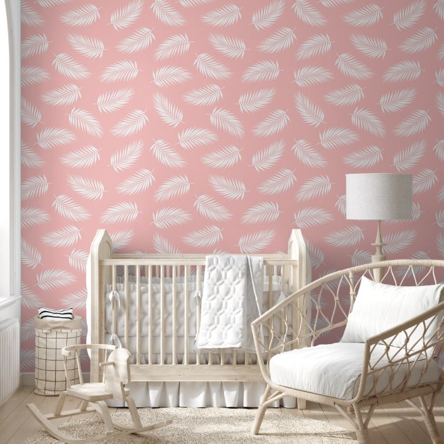 Elegant Chic Soft Pink Feathers Pattern Wallpaper (Kids)