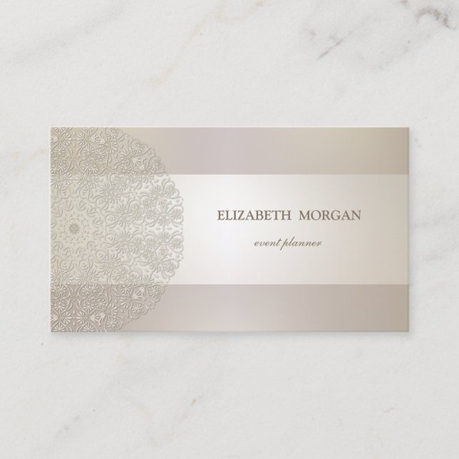 Elegant Chic Sophisticated,Lace Business Card (Front)