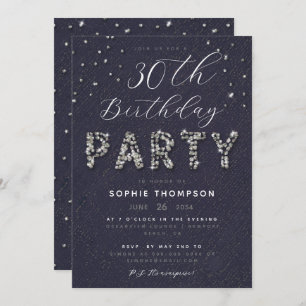 Elegant Chic Sparkle Glitter Lilac Birthday Party Invitation