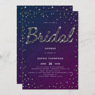 Elegant Chic Sparkle Glitter Purple Bridal Shower Invitation