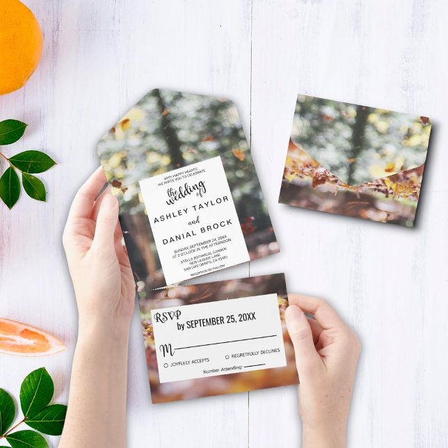 Elegant chic spring fall floral Wedding All In One Invitation (Creator Uploaded)