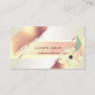 Elegant Chic Stripe, Brush Stroke, Flower Business Card
