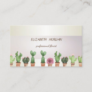 Elegant Chic Stripe Cactus Business Card