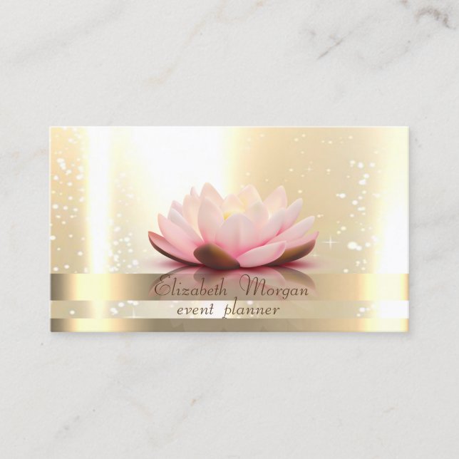 Elegant ,Chic ,Stripes ,Luminous Lotus Business Card (Front)