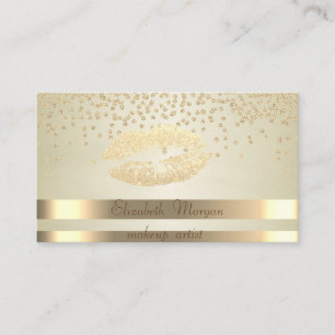 Elegant Chic,Stripes - Shiny Diamonds-Glittery Lip Business Card