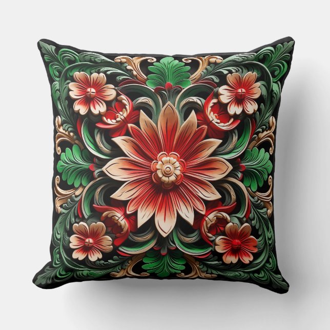 Elegant Chic Stylish Floral Luxury Colourful Cushion (Front)