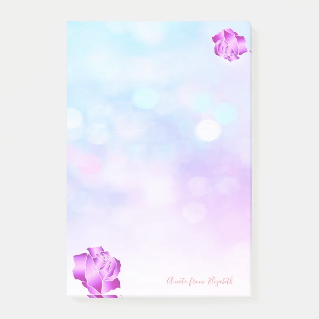 Elegant Chic  Stylish Girly ,Bokeh ,Roses Post-it Notes (Front)