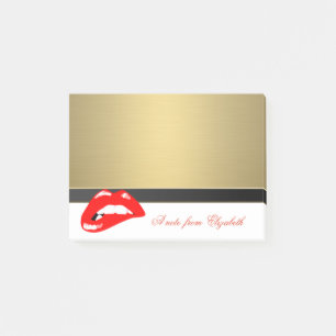 Elegant Chic  Stylish Girly ,Faux Gold, Lips Post-it Notes