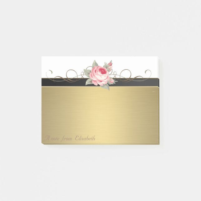 Elegant Chic  Stylish Girly ,Faux Gold,Rose Post-it Notes (Front)