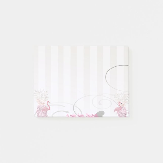 Elegant Chic  Stylish Girly ,Flamingos , Pineapple Post-it Notes (Front)