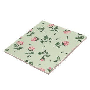 Elegant Chic Stylish Girly Flowers Rose Trendy Ceramic Tile