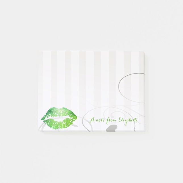 Elegant Chic  Stylish Girly,Green Lips  Post-it Notes (Front)