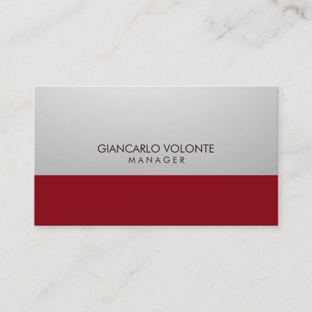 Elegant Chic Stylish Grey Red Artwork Professional Business Card (Front)