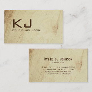 Elegant Chic Tan Marble Monogrammed Name Business Card