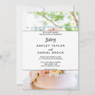 Elegant chic tart white roses floral Wedding Invit Invitation