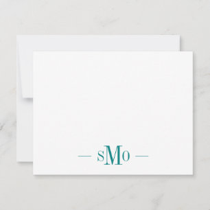 Elegant Chic Teal Green Monogram 3 Initials Card