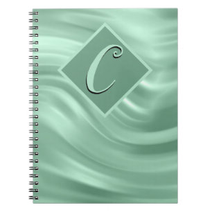 Elegant Chic Teal Swirl Monogram Modern Notebook