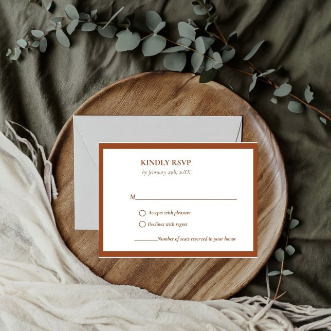 Elegant & Chic Terracotta Burnt Orange wedding RSVP Card (Creator Uploaded)