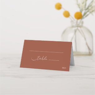 Elegant Chic Terracotta Modern Script Wedding Place Card