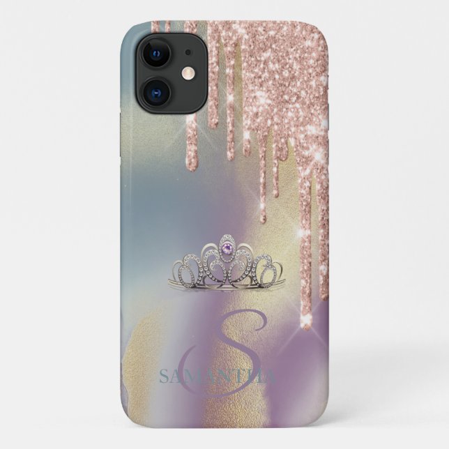 Elegant Chic Tiara Glitter Drips Ombre Case-Mate iPhone Case (Back)