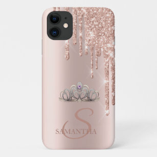 Elegant Chic Tiara Rose Gold Glitter Drips Case-Mate iPhone Case