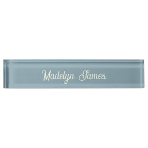 Elegant Chic Typography Dusty Blue Personalized Nameplate