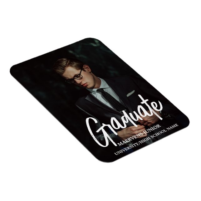 Elegant Chic Typography Graduation Party Announcem Magnet (Right Side)