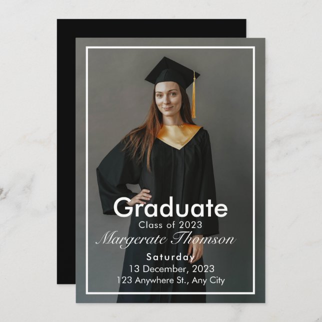 Elegant Chic Typography Graduation Party  Invitation (Front/Back)