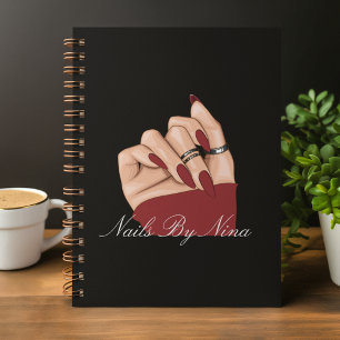 Elegant Chic Typography Nail Beauty Salon Black  Planner