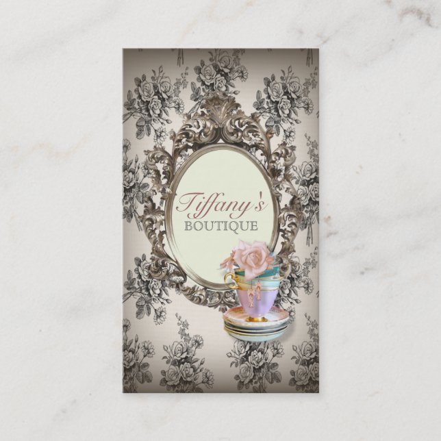 elegant chic victorian floral bakery cupcake business card (Front)