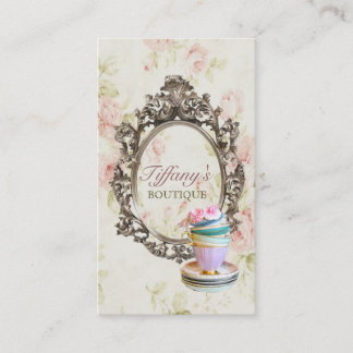 elegant chic victorian floral bakery cupcake business card