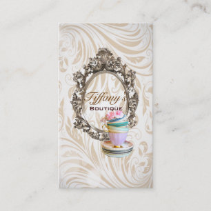 elegant chic victorian floral bakery cupcake business card