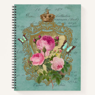 Elegant Chic Victorian Style Roses spiral Notebook