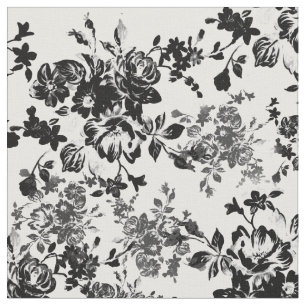 Elegant chic vintage black  white floral pattern fabric