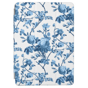 Elegant Chic Vintage Blue Rose Floral iPad Air Cover