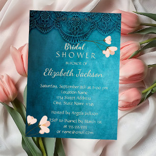 Elegant Chic Vintage Ornament Floral Bridal Shower Invitation