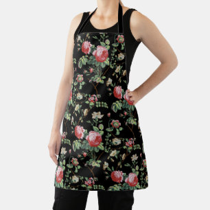 Elegant Chic Vintage Pink Rose Floral Apron